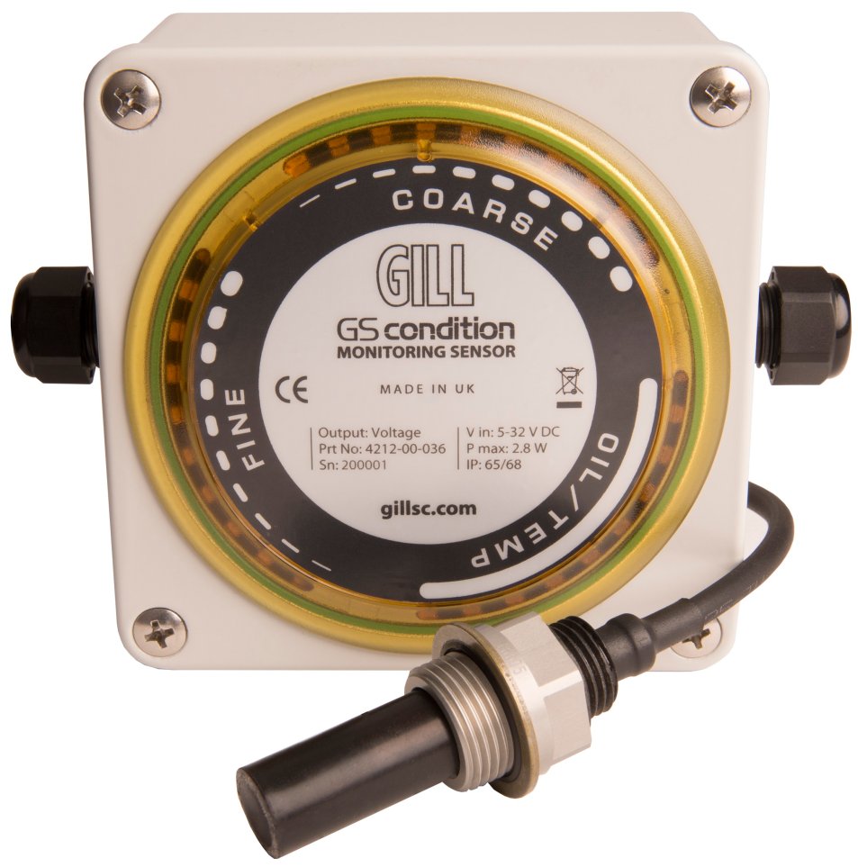 Sensor with display that provides particle status and temperature or water in oil